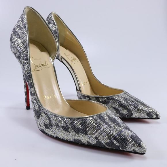 Classic 100mm Animal Print Gray Gold Gray Iriza Metallic Pumps C390